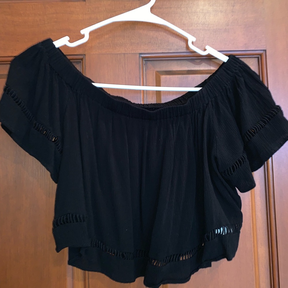 Cropped Off the Shoulder Flouncy Top